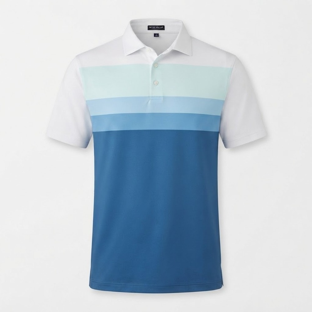 Peter Millar Crown Crafted Mens Size L Blue Ombre Stripe Performance Golf Polo